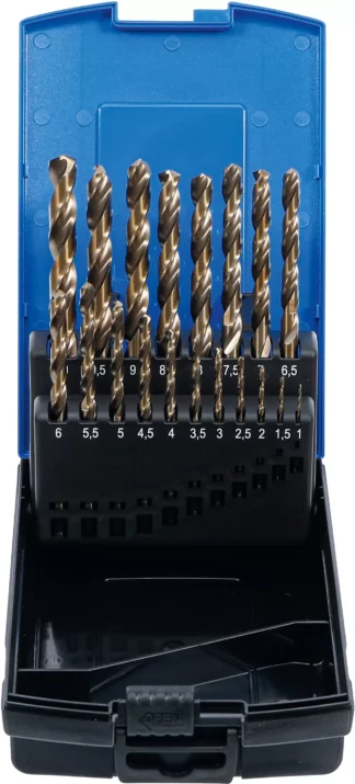 Boite de forets hélicoïdaux | HSS-G M35 | acier de cobalt | 1 - 10 mm | 19 pièces