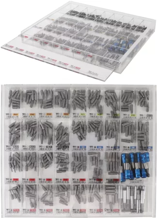 Jeu d’embouts et de porte-embouts | en présentoir de vente | transmission par hexagone mâle 6,3 mm (1/4") | 340 pièces