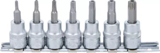 Jeu de douilles à embouts | 10 mm (3/8") | Profil T (pour Torx) avec perçage T15 - T50 | 7 pièces