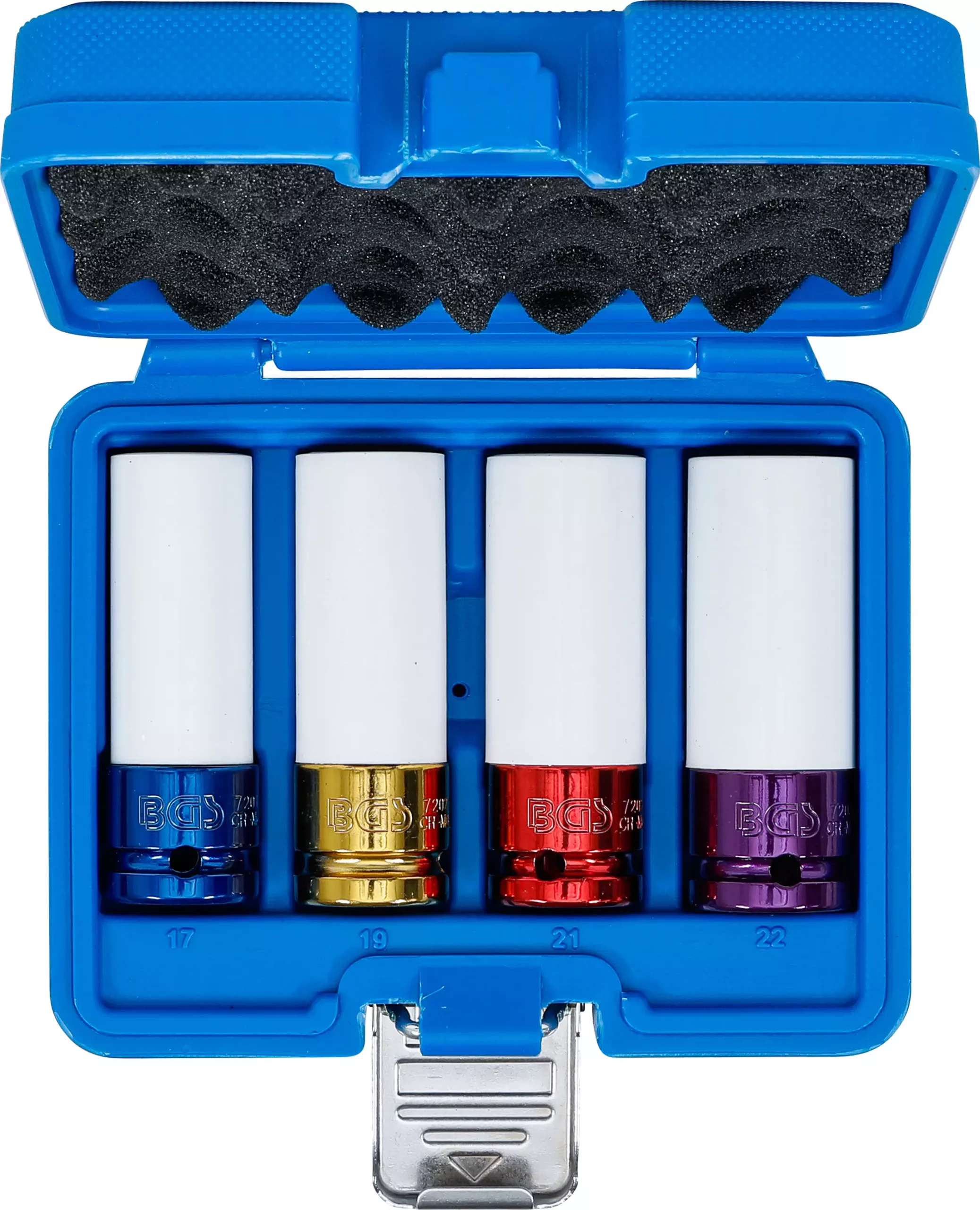 Jeu de douilles de puissance avec protection | 12,5 mm (1/2") | 17 / 19 / 21 / 22 mm | 4 pièces – Image 4