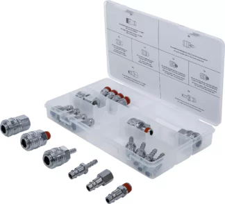 Jeu de raccords rapides à air comprimé et raccords rapides à air comprimé | 21 pcs.