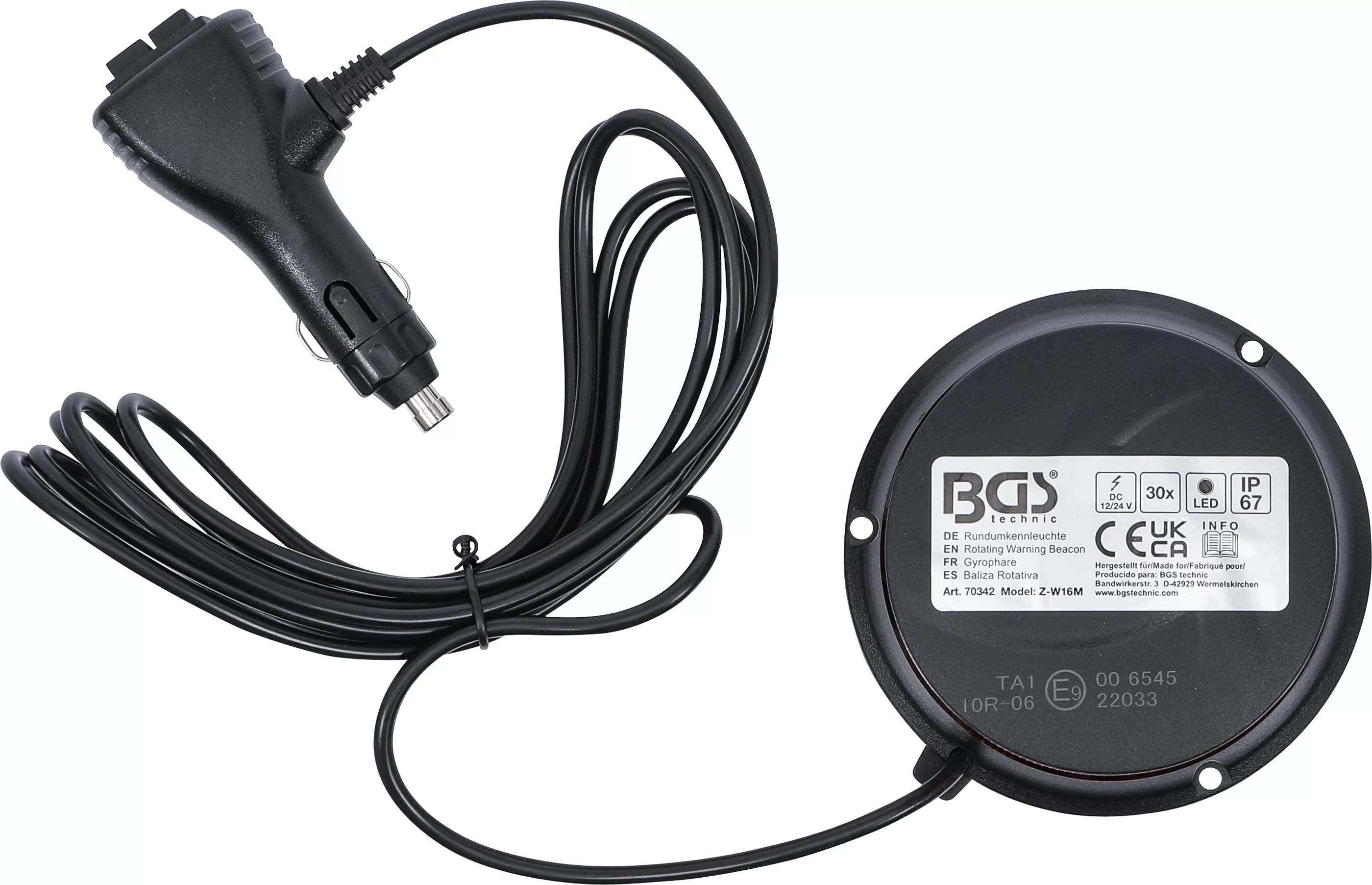 Lampe de signalisation panoramique | jaune | avec aimant | 12 V / 24 V | Ø 130 mm – Image 8