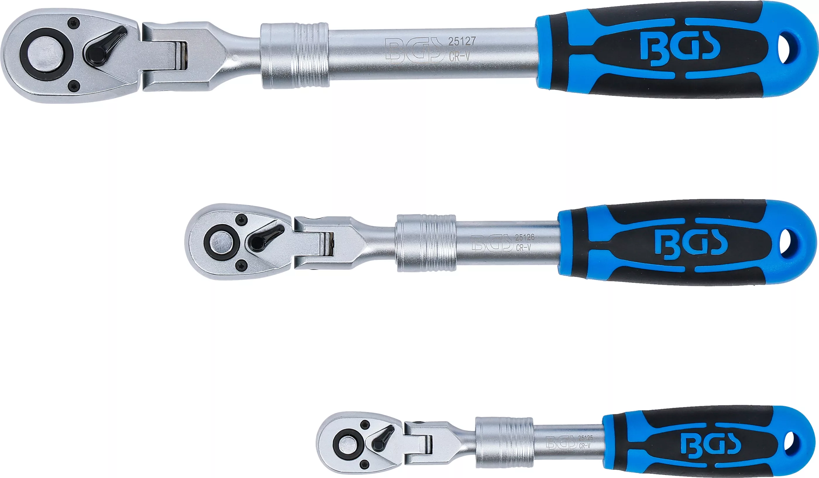 Jeu de cliquets réversible | extensible, inclinable | 6,3 mm (1/4") - 10 mm (3/8") - 12,5 mm (1/2") | 3 pièces – Image 11