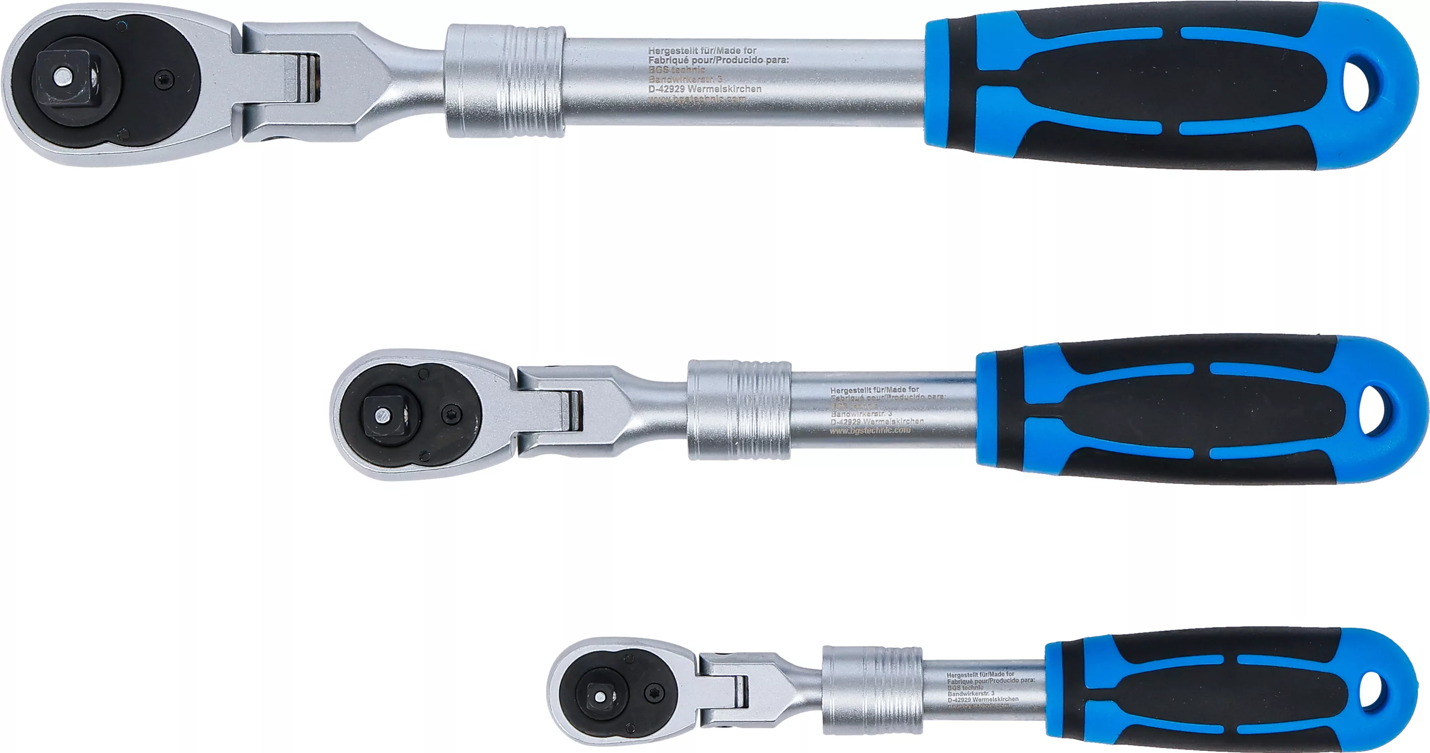 Jeu de cliquets réversible | extensible, inclinable | 6,3 mm (1/4") - 10 mm (3/8") - 12,5 mm (1/2") | 3 pièces – Image 14