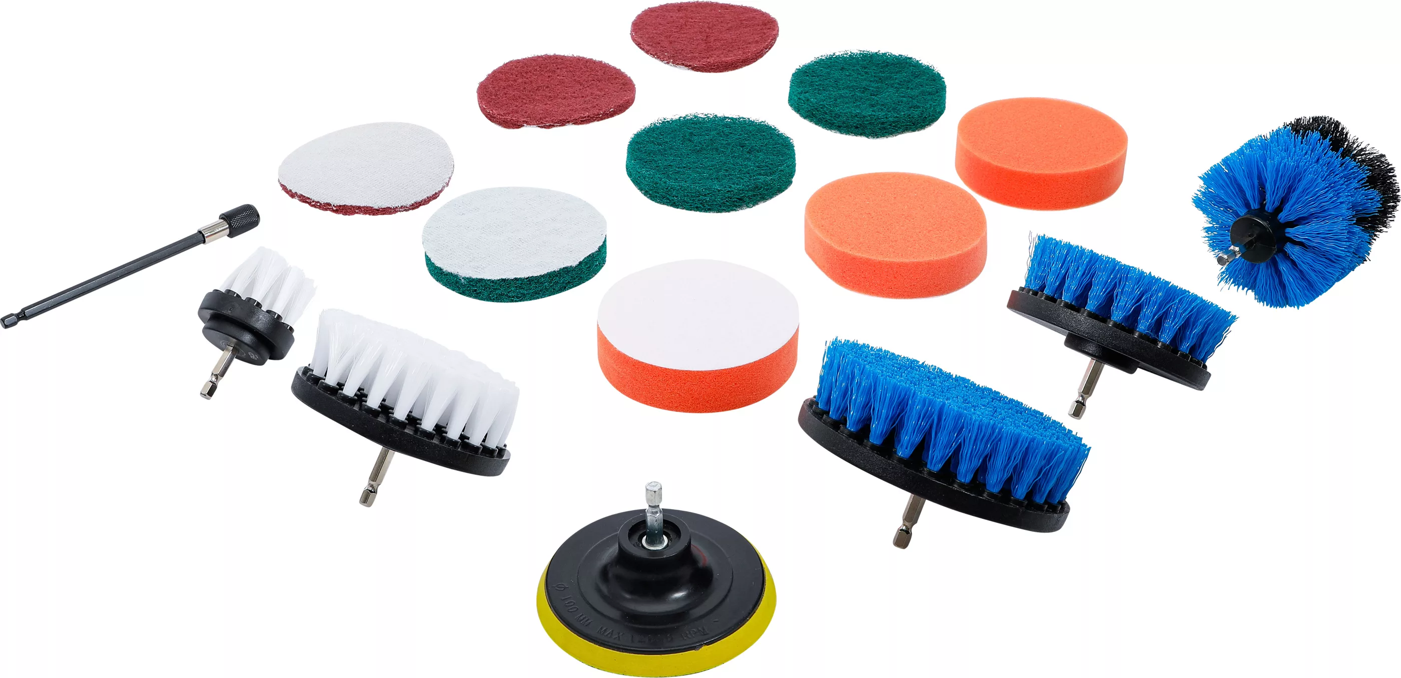 Jeu de disques de polissage et ponçage et d’embouts à brosse | pour perceuses | 16 pcs. – Image 12