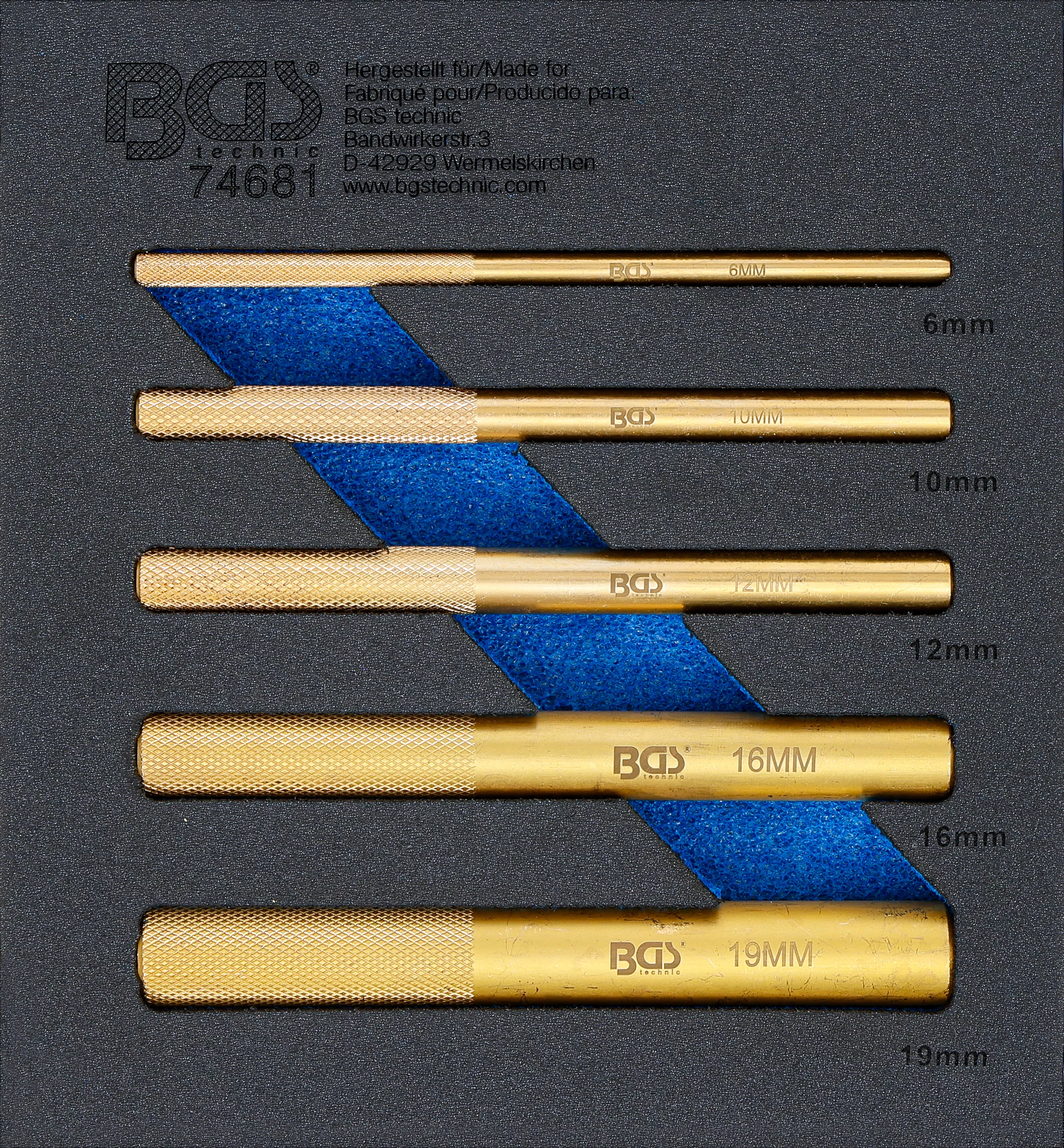 Insert de servante d’atelier 1/6 : Jeu de poinçons en laiton | 6 - 19 mm | 5 pcs. – Image 4