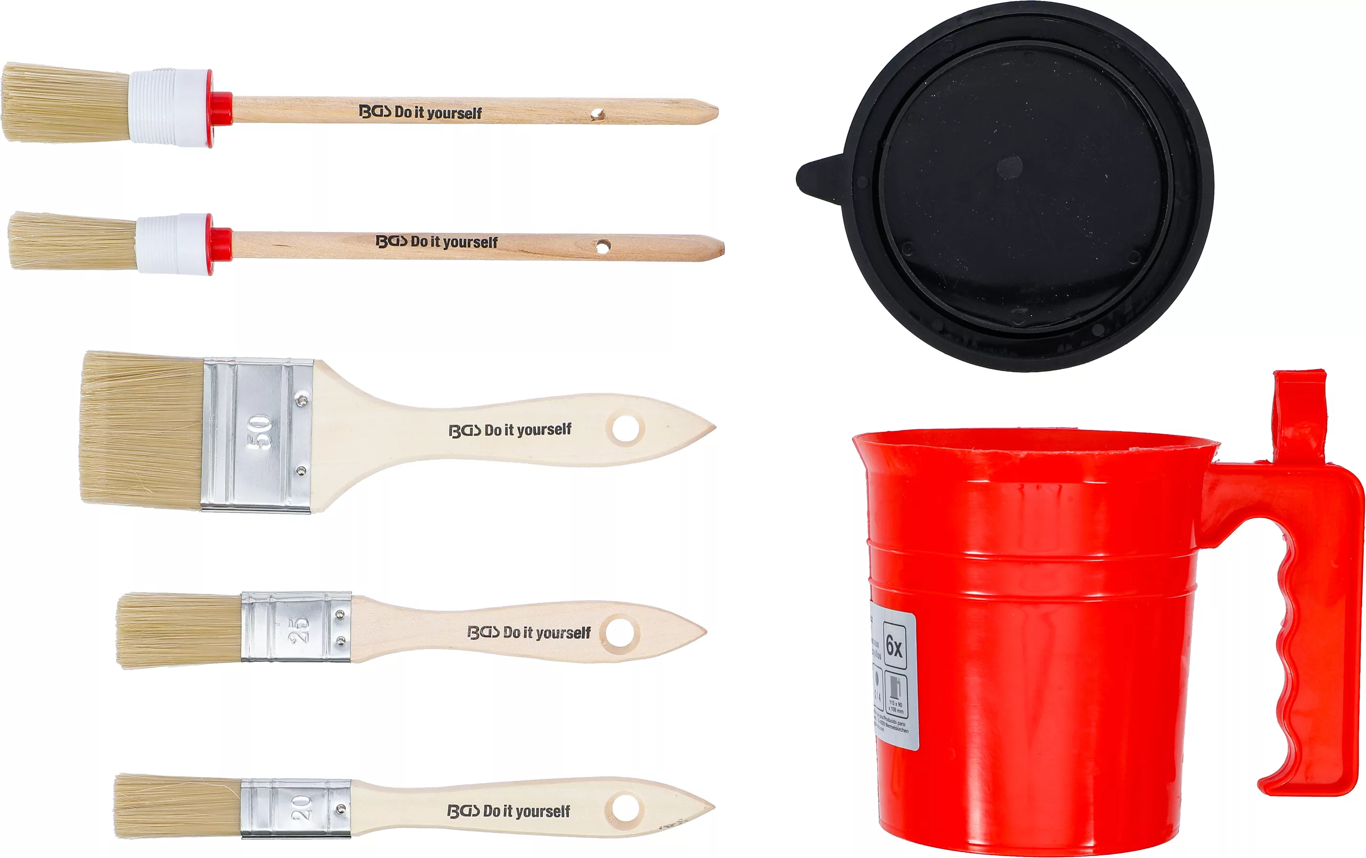 Jeu de pinceaux plats / annulaires | avec pot de peinture | 6 pcs. – Image 7